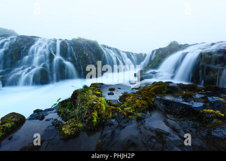 Bruarfoss waterfall in summer time Stock Photo