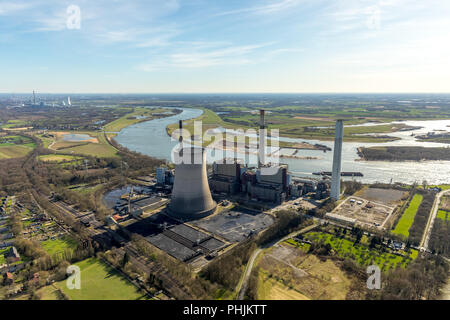 Möllen district with Voerde power plant shut down, STEAG coal-fired power plant, deconstruction, banks of the Rhine, Rhine, in Voerde in NRW. Voerde,  Stock Photo
