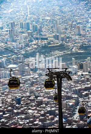 Mi Teleferico, the public transport cable car system, in El Alto, La Paz, Bolivia Stock Photo