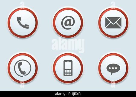 Contact Us Support Service Buttons illustration set Stock Vector