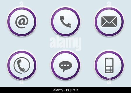 Contact Us Support Service Buttons illustration set Stock Vector