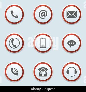 Contact Us Support Service Buttons illustration set Stock Vector