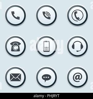 Contact Us Support Service Buttons illustration set Stock Vector