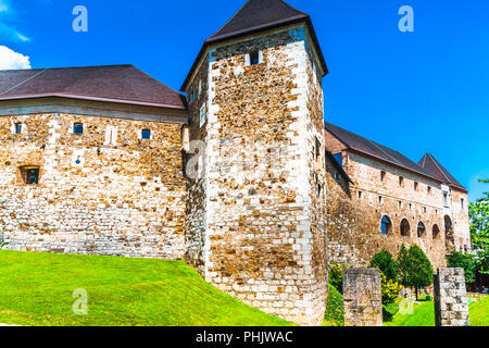 Walls of medieval castle of Ljubljana - Slovenia Stock Photo