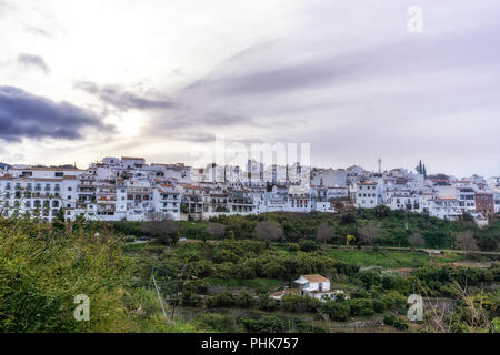 White villages of Frigiliana sunrise Stock Photo