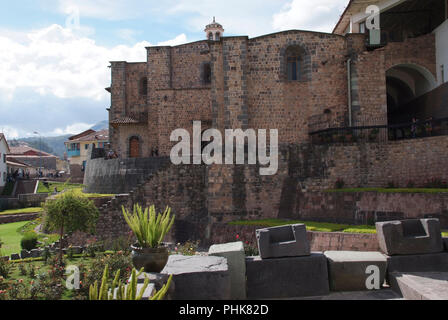 Koricancha Temple Courtyard in Cusco, Peru Stock Photo