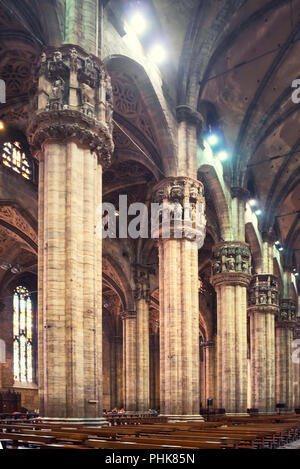 Interior of Milan Duomo Cathedral Stock Photo