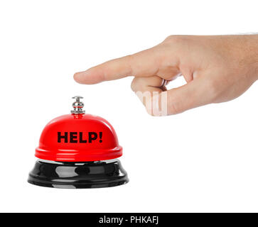 Hand and service ring bell HELP Stock Photo