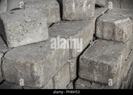 Pile of old concrete bricks Stock Photo