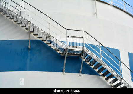 Stairs on a fuel tank in the harbor of Magdeburg Stock Photo