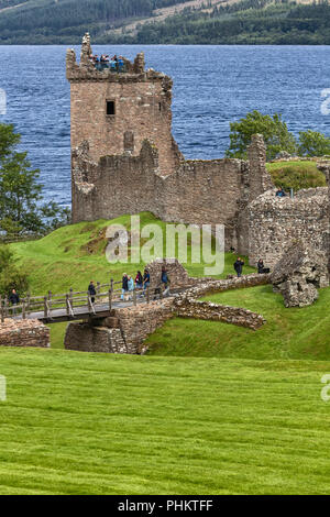 Grant Tower, Urquhart castle, Loch Ness, Inverness-shire, Scotland, UK Stock Photo