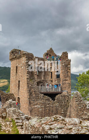 Grant Tower, Urquhart castle, Loch Ness, Inverness-shire, Scotland, UK Stock Photo