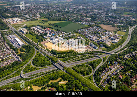 Aerial view, city crown east, motorway A40, ADAC-administration, Westfalendamm, Ruhrschnellweg, B236, motorway junction, Dortmund, Ruhr area, North Rh Stock Photo