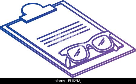 checklist clipboard with eye glasses vector illustration design Stock Vector
