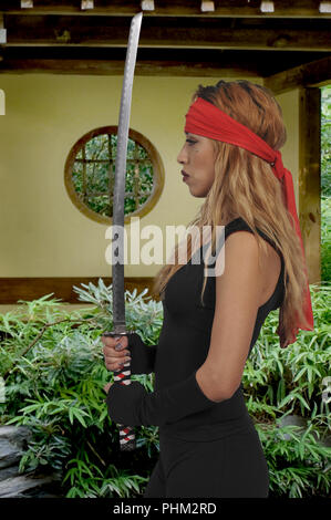 Woman Samurai Swordsman Stock Photo