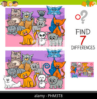 differences game with cats animal characters Stock Photo - Alamy