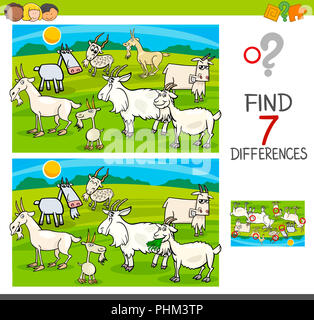 find differences game with goats animal characters Stock Photo