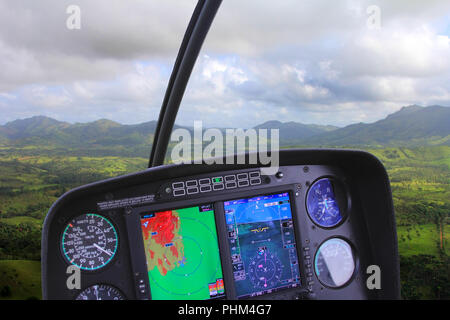 Helicopter Flight Control Panel While on Tour Stock Photo