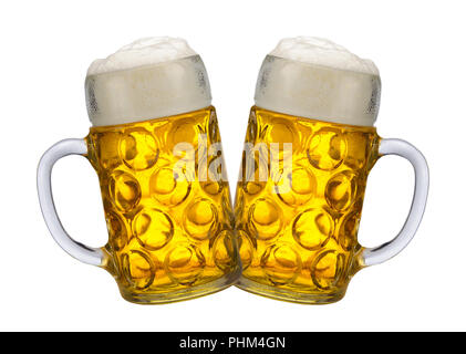 isolated big glass filled with Bavarian lager beer Stock Photo