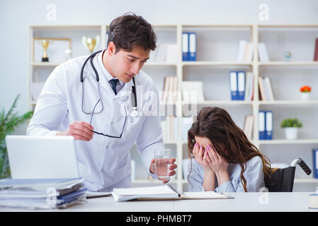 Doctor sharing discouraging lab test results to patient Stock Photo