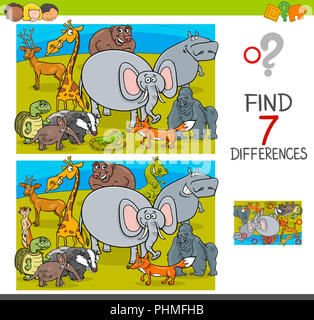 spot the differences game with wild animals Stock Photo - Alamy