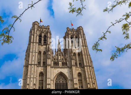Saint Michael and Gudula cathedral in Brussels Belgium Stock Photo