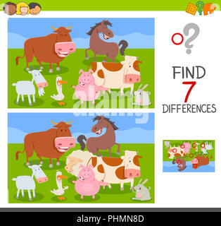 differences game with farm animals group Stock Photo