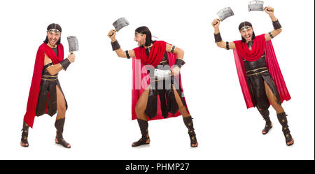 Gladiator with cleaver isolated on white Stock Photo