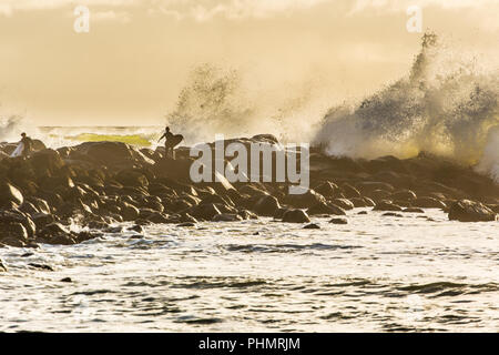 Legendary Raglan Surf Beach  - Manu Bay Stock Photo