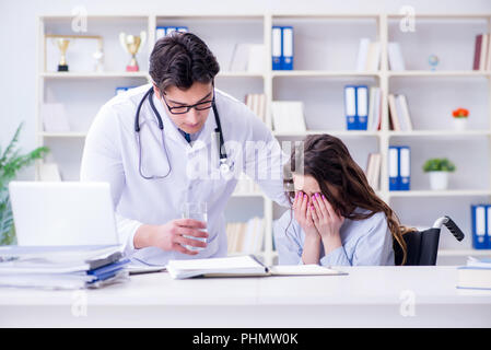 Doctor sharing discouraging lab test results to patient Stock Photo