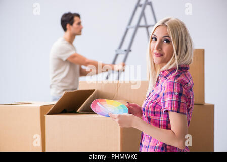 Young family preparing for home renovation Stock Photo