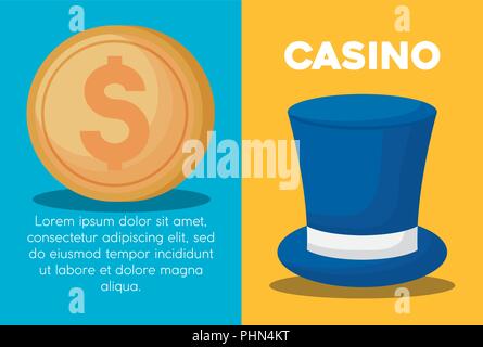 Infographic of casino concept with coin and top hat icon over colorful background, colorful design. vector illustration Stock Vector