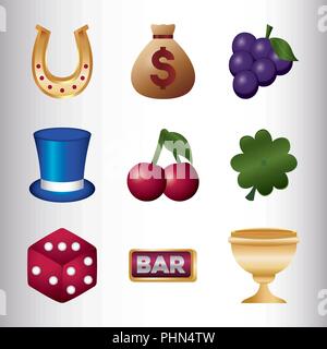 casino icon set over background, colorful design. vector illustration Stock Vector
