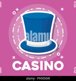 casino design with top hat icon over pink background, colorful design. vector illustration Stock Vector