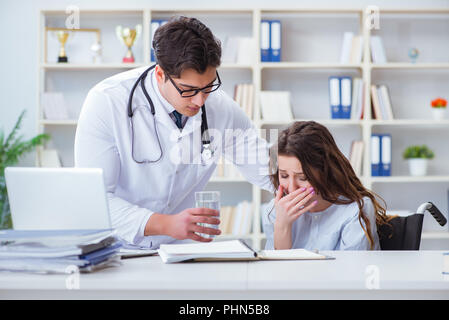 Doctor sharing discouraging lab test results to patient Stock Photo