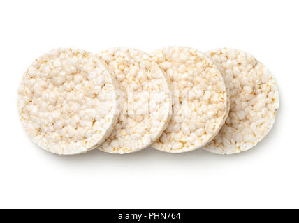 Puffed Rice Bread Isolated on White Background Stock Photo