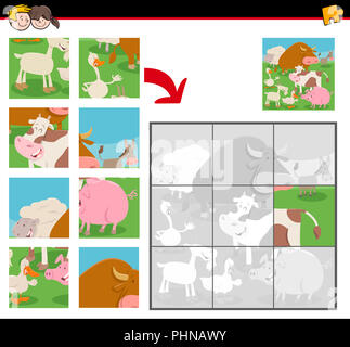 jigsaw puzzles with funny farm animals Stock Photo - Alamy