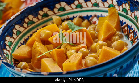 Moroccan Chickpea Squash Tagine Stock Photo