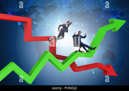 Growth and decline concept with businessmen Stock Photo