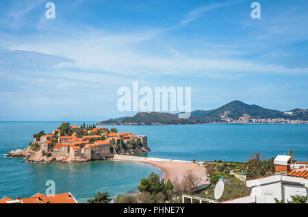 Historical Sveti Stefan old town Stock Photo