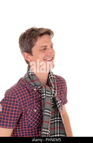 Happy young man in a portrait image smiling Stock Photo