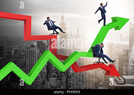 Growth and decline concept with businessmen Stock Photo