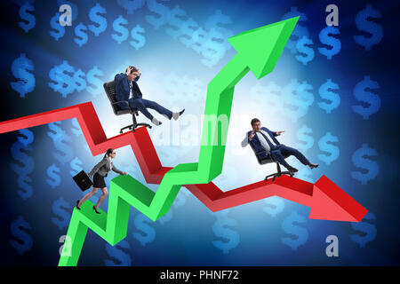 Growth and decline concept with businessmen Stock Photo