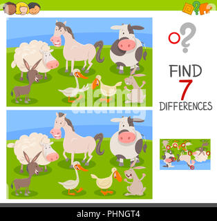 differences edu game with farm animals Stock Photo