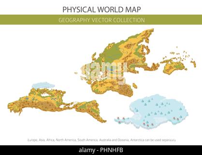 Isometric 3d world map elements. Build your own geography info graphic collection. Vector illustration Stock Vector