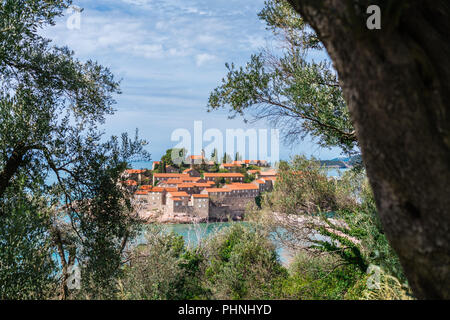 Historical Sveti Stefan old town Stock Photo