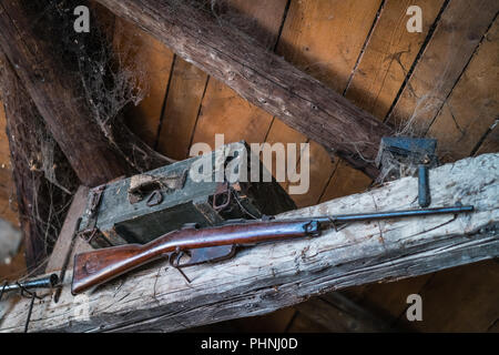 Old hunting rifle  on display Stock Photo