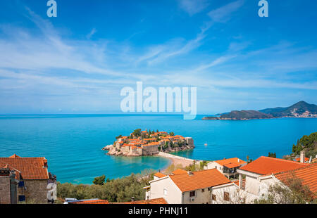 Historical Sveti Stefan old town Stock Photo