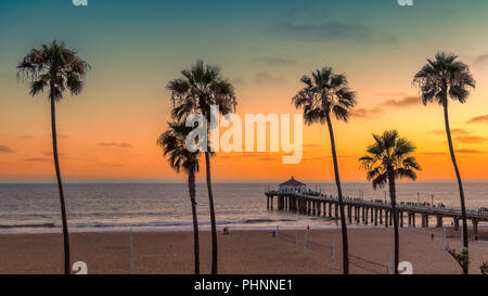 California beach at sunset Stock Photo