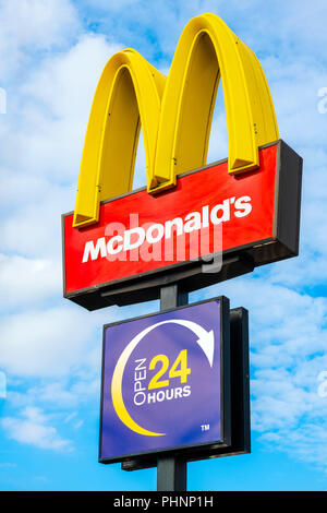 McDonalds sign, UK. Stock Photo